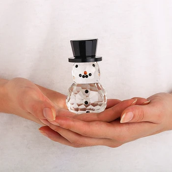 

H&D Clear Crystal Snowman with Hat Holiday Figurine Collection Home Wedding Table Ornament Souvenir Christmas Gift for Kids