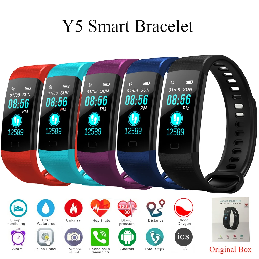 

Smart Band Y5 Heart Rate Tracker Smartband Blood Pressure Monitor High Screen Smart Bracelet Wristband Smart Bracelet Watch
