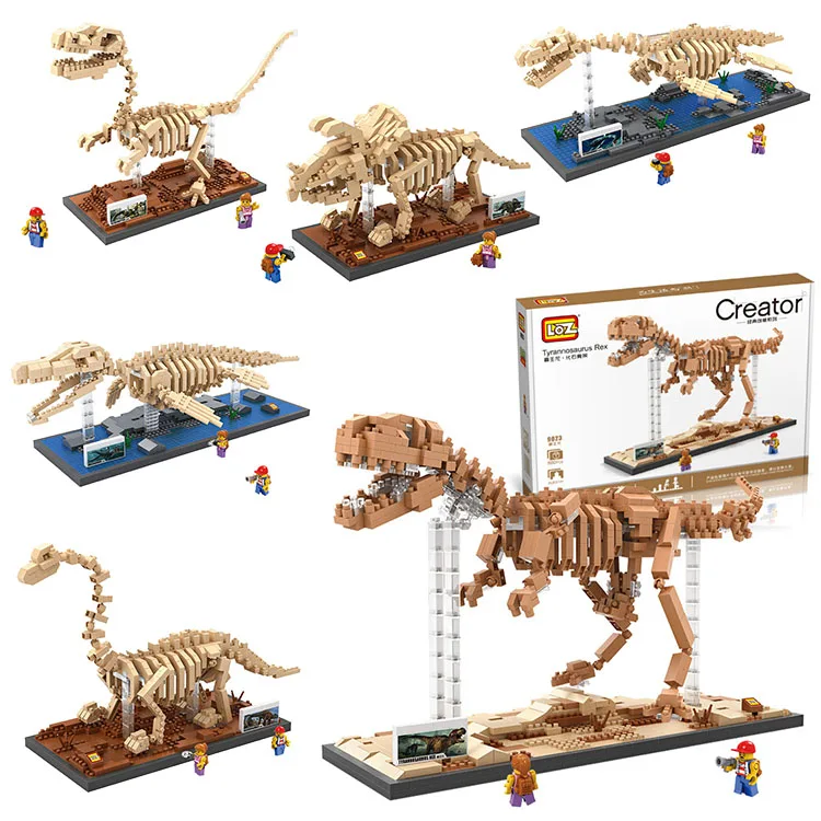 

Baby Building blocks toy Dinosaur fossil skeleton model Jurassic Small Particles blocks bricks Adults Model kid child