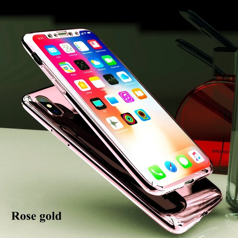 360 Полный зеркальный чехол для iphone XR 6s 6 plus iphone XS 11pro Max 5 5S SE Роскошный чехол для iphone 8 7 plus iphone XS 10 чехол - Цвет: rose gold