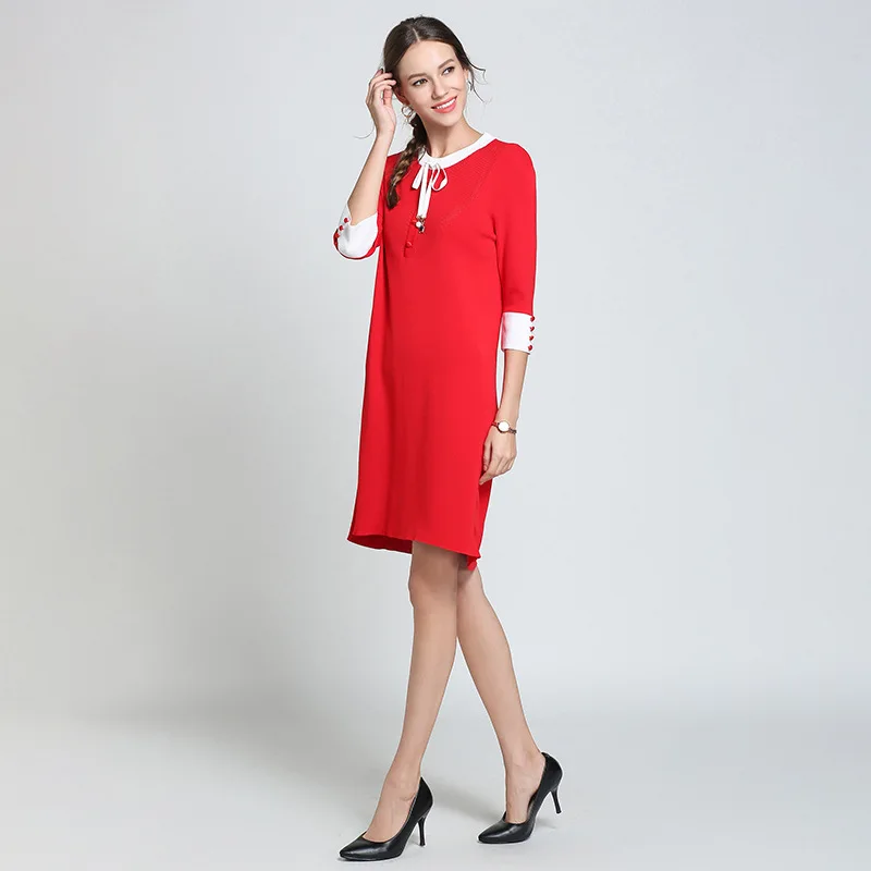 Czgee O-Neck A line Dress Mini Women 2018 Autumn Designed Bow Button Party Beach Red White Short Dresses Shirt Vestidos Dresses