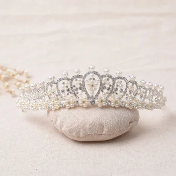 

shiny elegant full crystal beads pearl decorated bridal tiaras hairbands hair jewelry wedding crown brides hair accessories