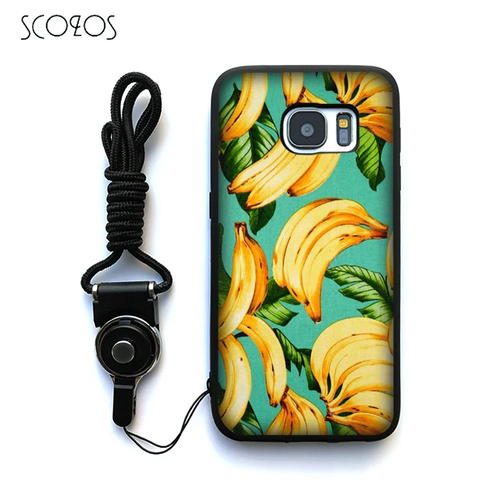 SCOZOS Banana Leaf Leaves Fruit Tropical Food Case For Samsung Galaxy S6 S7 edge S8 Plus J3 J5 J7 A3 A5 A7 2016 Note 8 |