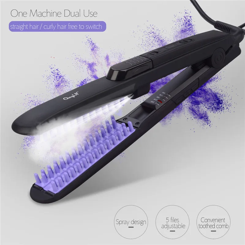

Professional Steam Spray Hair Straightener Temperature Adjustable Hair Flat Iron Hair Straightening Comb 30