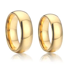 Anel de carboneto de tungstênio 100% puro, para casais e mulheres, 4/6/8mm, cor dourada banda de casamento e senhoras