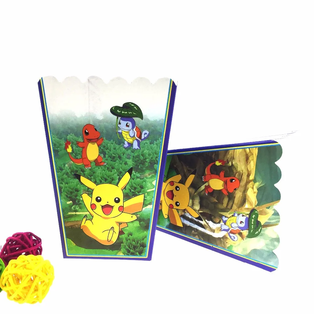 

6 pcs/lot Pokemon Go Pikachu Theme Party Supplies Popcorn Box case Gift Box party Favor Accessory Birthday Party Supplies
