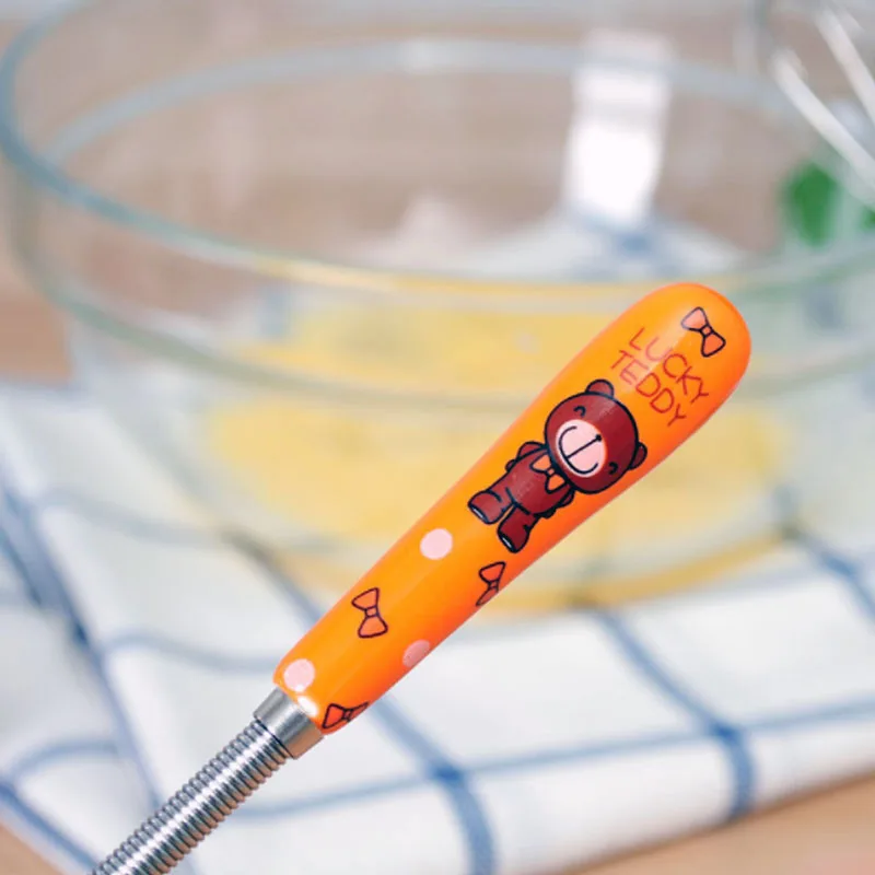 Мини мультфильм яйцо Пожиратель керамическая ручка из нержавеющей стали ручные венчики для взбивания яиц для размешивания кофе Вращательный венчик аксессуары для кухонных инструментов