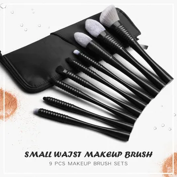 

Wooden Cosmetic Eyebrow Eyeshadow Powder Brush Portable Makeup Brush Flexible Lip Eyebrow Brush Makeup Brushes Whith Bag 9PCS