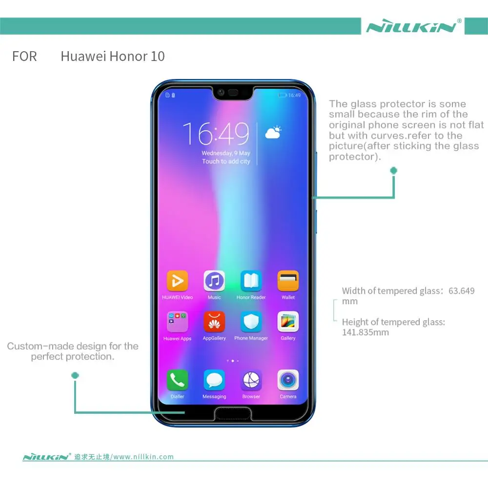 Закаленное стекло Nillkin для Huawei Honor 10 протектор экрана 9 8 9H твердое с защитой от
