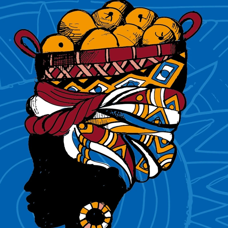 Красивая африканская черная женщина иллюстрация настенная живопись на холсте Печать Настенная картина ручная роспись плакат Декор для дома в гостиную
