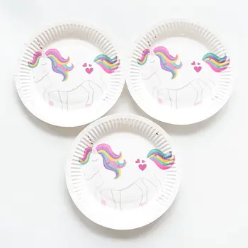 

10pcs/lot Unicorn Paper Plates Party Decoration Disposable Tableware Paper Plate for Dinner Cakes Party Supplies