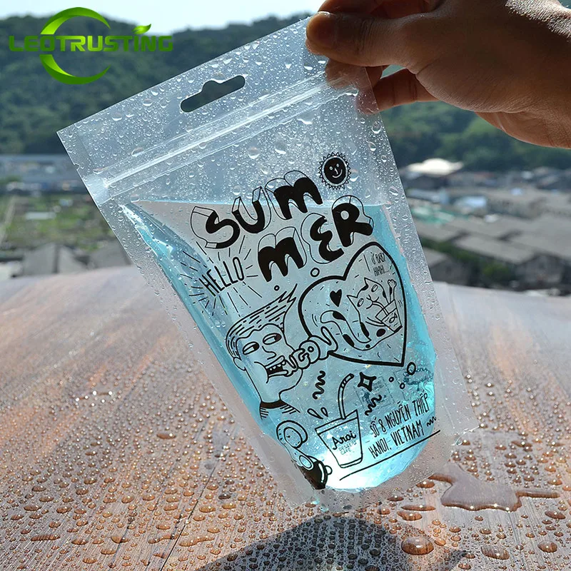 Leotrusting 50pcs 13x20cm 450ml 500ml Stand up Plastic Ziplock Bag Hot