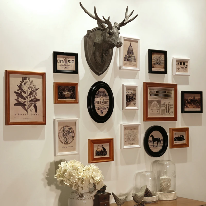 

Photo Frame Wall Vintage Picture Frames Quadros De Parede Wall Frames Decoration Home Supplies Porta Retrato Moldura 16pieces