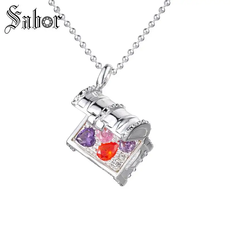 

Wholesale 80cm Fashion Charm Pendants long chain Necklace Free Shipping Treasure Chest Pendant Necklaces 925 Sterling Silver
