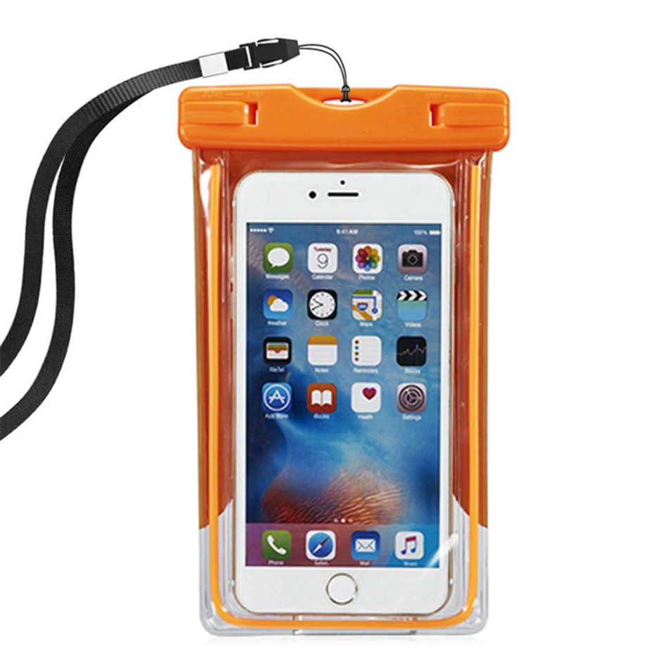 Водонепроницаемый чехол для камеры для съемки под водой, универсальный чехол для телефона для iphone 7 8 samsung huawei xiaomi - Цвет: Orange