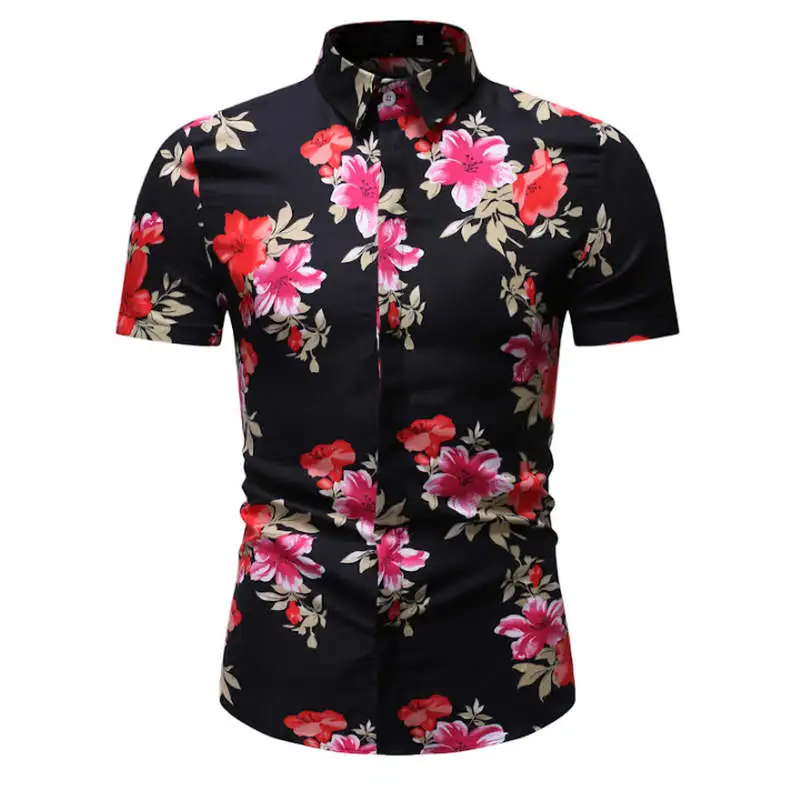 Мужская рубашка, Повседневная, короткий рукав, летняя, гавайская, Алоха, рубашка, мужская, на пуговицах, с цветочным принтом, с ананасом, рубашки, новинка, m-3XL - Цвет: HZ09
