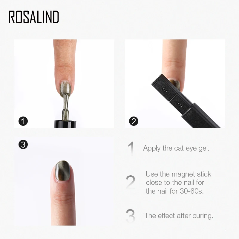 ROSALIND магнит для ногтей, кошачий карандаш для глаз, инструмент, изогнутый УФ-гель для ногтей, Magent набор, магнитный лак для ногтей, палочка, сделай сам, волшебные магниты
