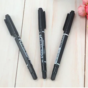 2 шт. Маркер ручки Хорошие водостойкие чернила Тонкий перо сырой перо черный двойной наконечник Новый портативный тонкий цвет маркер ручка школьные поставки ручка - изображение