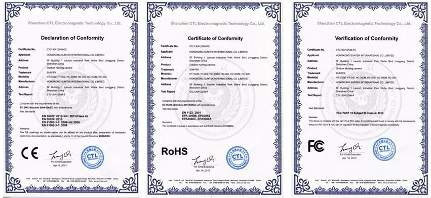 Hunting camera ce rohs fcc