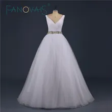 Simple Long Tulle Ball Gown Wedding Dresses Pretty White/Ivory Bridal Gowns Wedding Gowns robe de mariage Vestido de novia 2017