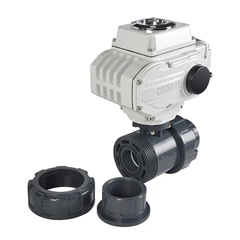 

DN50 2" Double Union 2 Way On/Off Type Economic Plastic UPVC PVC Motorized Ball Valve Electric Actuator