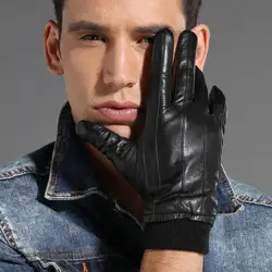 Magelier из натуральной кожи перчатки для Для мужчин черные туфли высокого качества мужской классический козьей перчатки Вязание тепло зимой