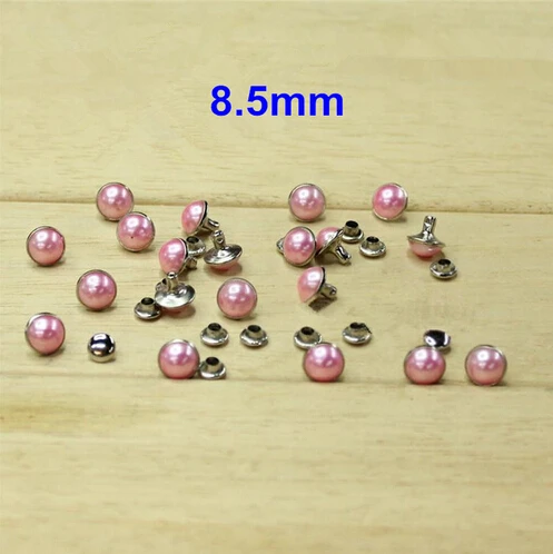 

100 Sets Pink Domed Pearl Rivet Studs 8.5mm Half Round Pearl Spike Rivets For Leather Crafts - Free Shipping