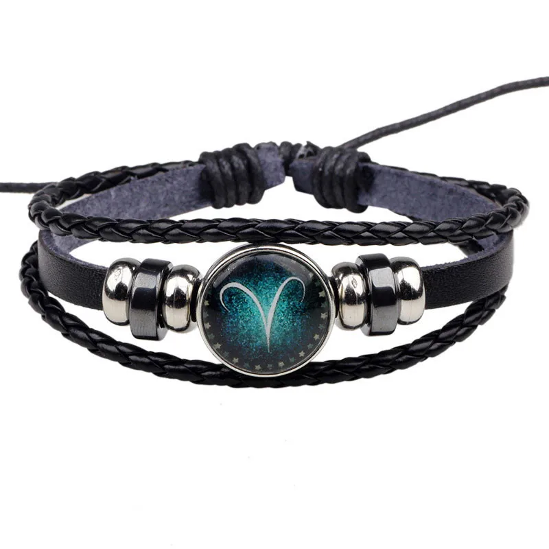 NIUYITID Constellation Bracelets For Women Men Fashion Handmade Braided Adjustable Leather Bracelets Jewelry (8)