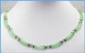 

Free Shipping >> New Design Sterling Green Jade Link Necklace 17 Inch