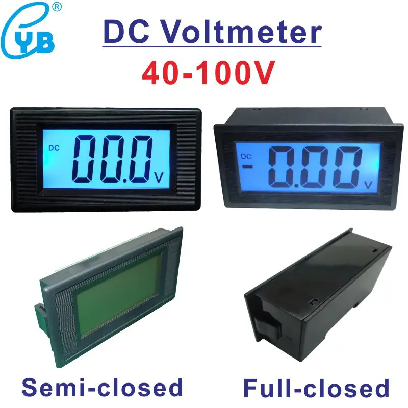 

DC Volt Panel Meter DC 40-100V Voltage Meter 2-wire Digital Voltmeter for Motocycle Car E-Bike LCD Blue Backlight Voltage Tester
