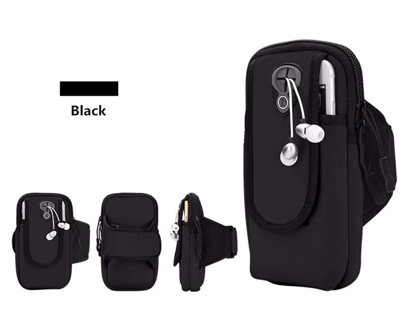 Нарукавная повязка, спортивный чехол для спортзала, бега, бега, рук, сумка для мобильного телефона, чехол для iPhone xs max 7 7s 6S Plus X 8 7 6S 6 Plus 5 SE, нарукавная повязка - Цвет: Black