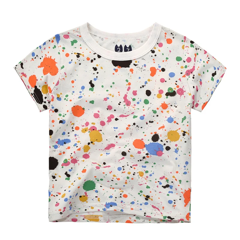 

1-10Years Children Clothing 2018 Summer Colorful Graffiti Boys T shirts Fashion Tops for Girls New Design 100% Cotton Kids Tee