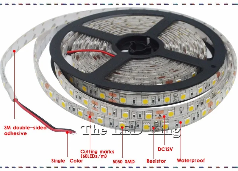 5 М или 10 М/упак. 2835 SMD Ярче, Чем 3528 SMD 5050 СВЕТОДИОДНЫЕ Полосы света 12 в ПОСТОЯННОГО ТОКА В 60 Светодиодов/М в Помещении Декоративные Ленты Белый Синий Красный