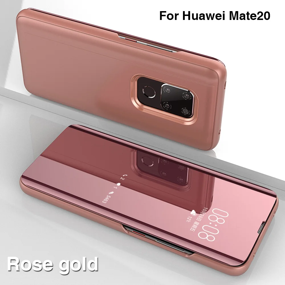 Чехол для телефона для huawei P30 Lite чехол для huawei P30 Pro Чехол Clear View зеркало смарт-подставка для телефона для huawei P30 класса люкс - Цвет: Rose Gold