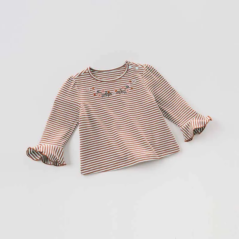 DBA7984 dave bella/осенняя одежда для маленьких девочек; детская футболка с длинными рукавами; одежда высокого качества для малышей
