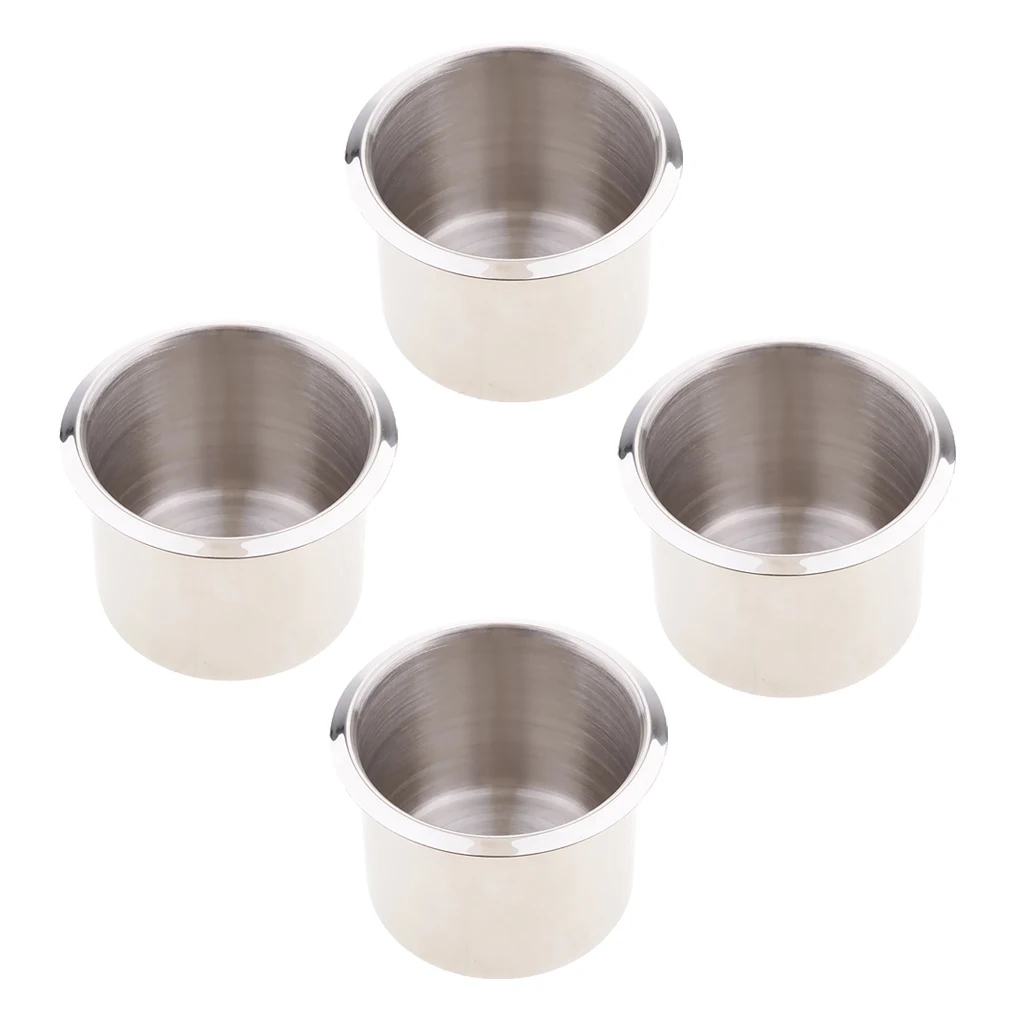 4pcs Universal Marine Boat Cup Holder 68x55mm Stainless Steel Drop In Drink Cup Holder for Poker Table Couch