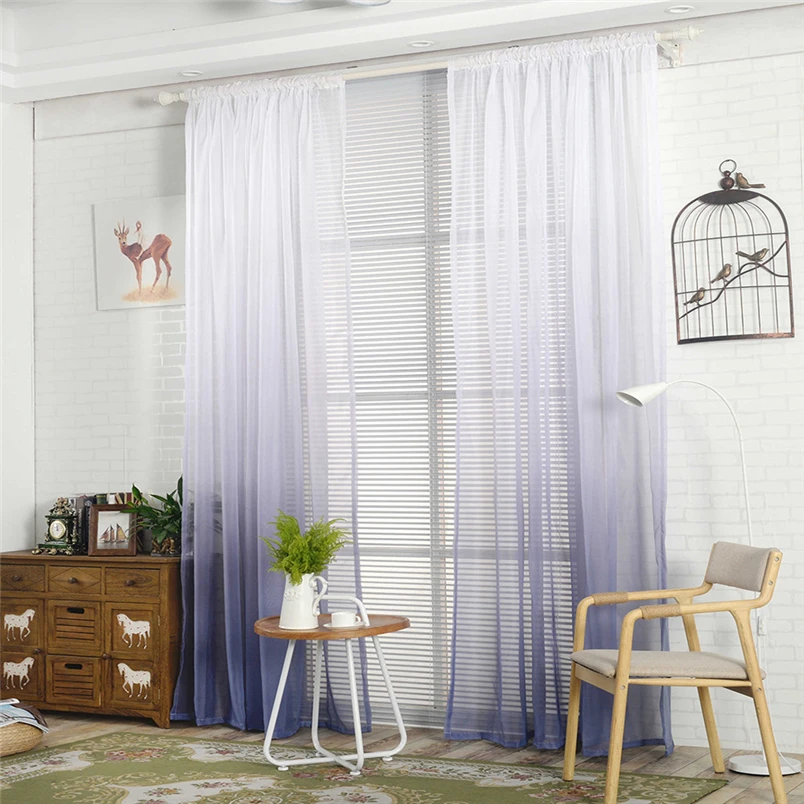 

Ouneed curtain Gradient Sheer Curtain Tulle Window Treatment Voile Drape Valance 1 Panel Fabric*30 GIFT 2017 Drop shipping