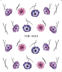 YWK красивая бабочка цветок вода наклейка для советы ногтей маникюр трафареты временные татуировки