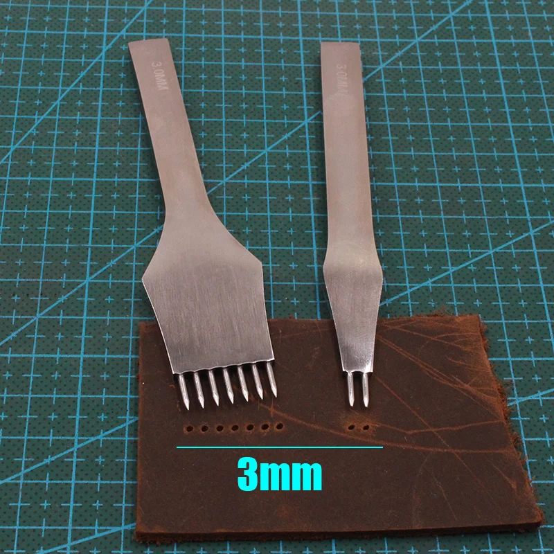 Skup Najlepsze 2 + 5 + 7 Prong skórzane dziurkowanie okrągłe narzędzie dłuta 3mm 4mm 5mm ostre kłucie ręcznie skórzane dziurkacz do robótek szwy zabiegi