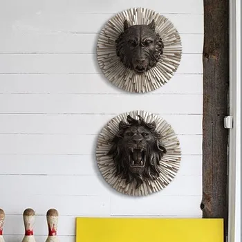

Angry Animal Head Creative Resin Wall Decoration Bear King Kong Lion Tiger Wolf Head Wall Hanging Ornaments Best Gift R106