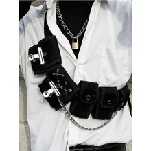 Крутая уличная сумка на талию для мужчин и женщин, сетчатая тактическая посылка С 5 Карманами, поясная сумка в стиле хип-хоп