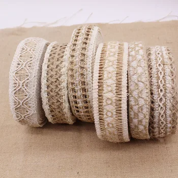 

Decorative hemp rope handmade DIY cotton linen material lace retro decoration crafts weaving wide flat linen ribbon macrame cord