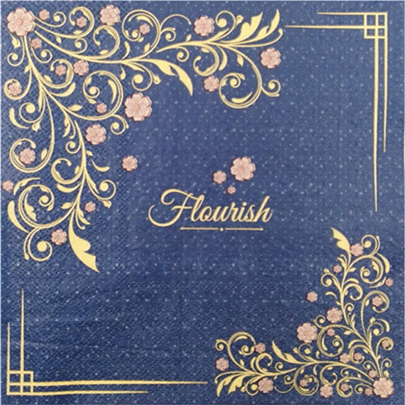 

20 table Vintage Decoupage Paper Napkins blue tissue wedding party festive print flower towel decor Guardanapo serviettes dinner