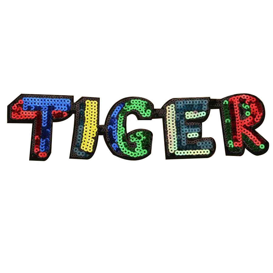 T shirt Women letters patch sequins 25cm tiger color deal with it iron on patches for clothing 3d t mens free shipping | Дом и сад