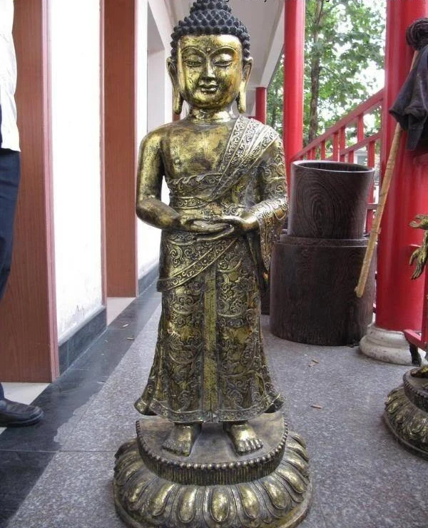 

39 Tibet Buddhism Temple Copper bronze Carved Sakyamuni buddha statue
