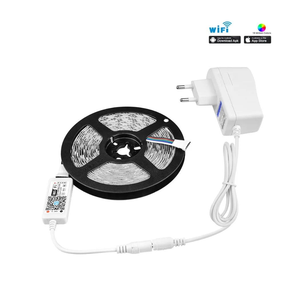 

5M LED Light RGB 5050 RGB LED Strip Wifi Wireless Control RGBW RGBWW LED Strip Lights Fita LED Tape With Adapter Kit Home Decor