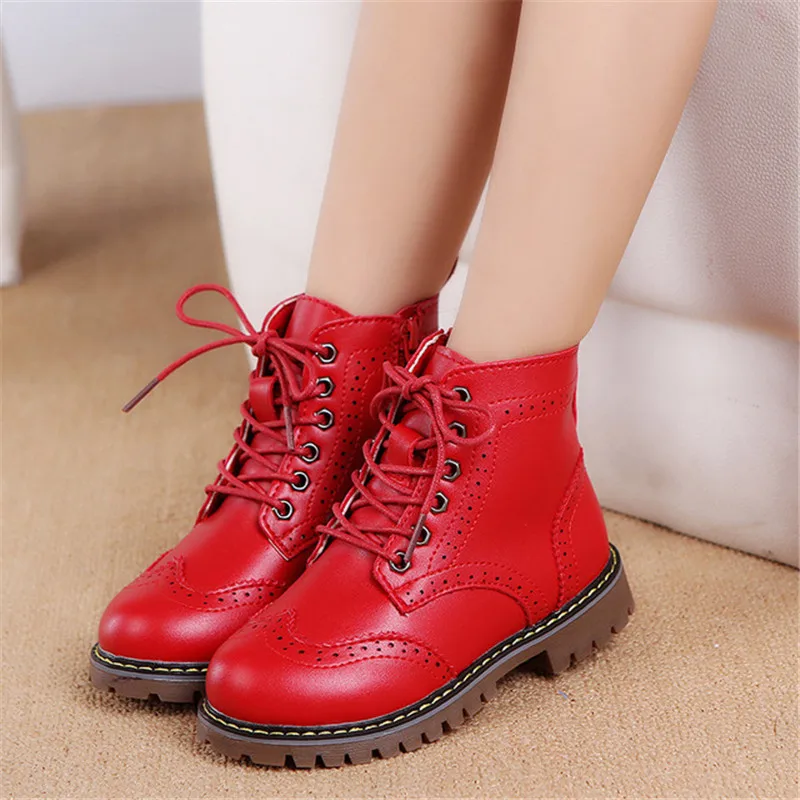Quality Children Boots Fashion PU Leather Waterproof Kids Snow Boots