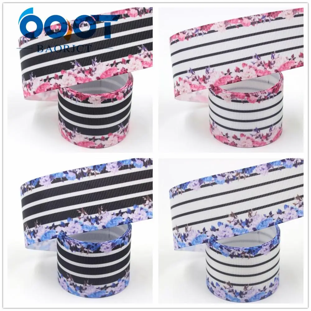 OOOT BAORJCT I-19628-1539,38mm 10yards flower Thermal transfer Printed grosgrain Ribbons,tape crafts,bow cap DIY accessories