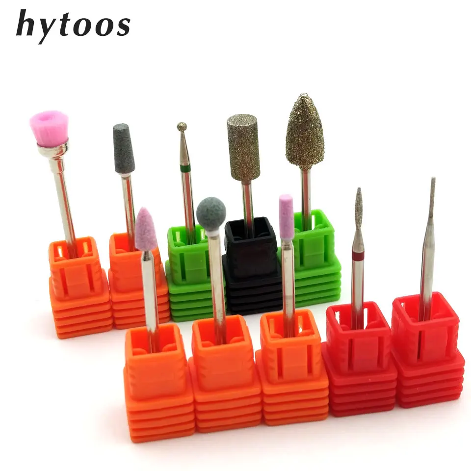

HYTOOS 10Pcs/set Nail Drill Bits Set 3/32" Diamond Burr Milling Cutter Manicure Bits Drill Accessories Nail Mills Tool