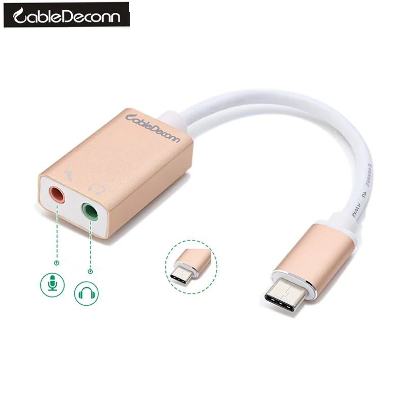

USB 3.1 Type-c to Aux Sound Card Adapter USB C External Stereo Cable for 3.5mm Stereo Headphone Speaker and Microphone Hot 2017
